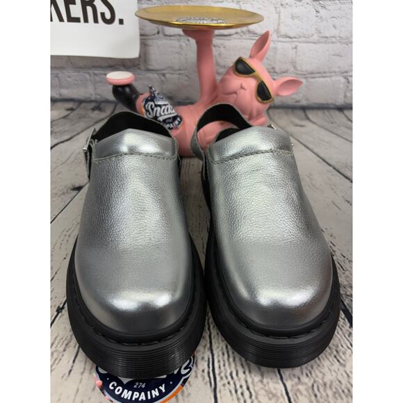 Dr Martens Laketen Platform Sandals Womens 9 Sliver Black Clog Mules Slides NEW - Picture 3 of 8